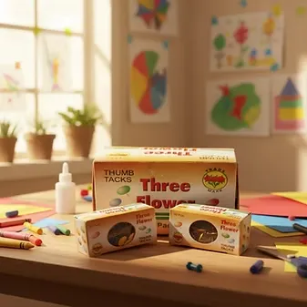 ?? Three Flower Thumb Tacks ? Strong & Colorful Pinning Solution PUSH PIN