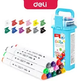 Deli Sketch Makrer Dual Tip12 Colors | Customer Favorite