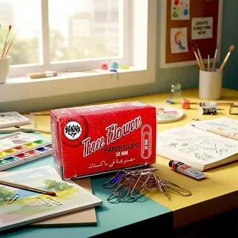 Gem Clip Red ? 30MM Round | Three Flowers Premium Quality Paper Clips | Pack 10