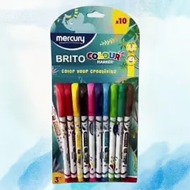 Premium Mercury Brito 10 Color Marker Writing Instrument
