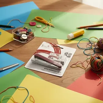 TF-0303 Stationery Set | Three Flowers Premium Quality | Stapler, Punch, & Pins