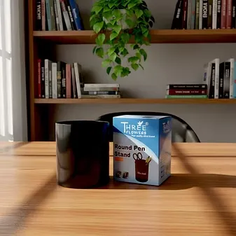 TF-9101 Round Pen Stand ? Three Flowers | Stylish & Durable Desk Organizer