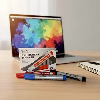 TF-7101 Permanent Marker | Refillable | Three Flowers Premium Quality | Bold (green)