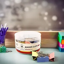 Binder Clip Colored Jar | Premium Quality | Convenient to use in Home, Office (TF-1019 19MM)
