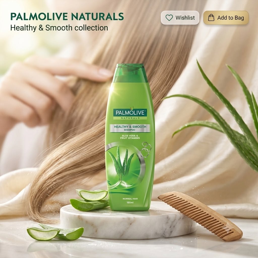 Palmolive Naturals Healthy & Smooth Shampoo - Aloe Vera & Fruit Vitamins Formula for Normal Hair - Finger-Comb Softness