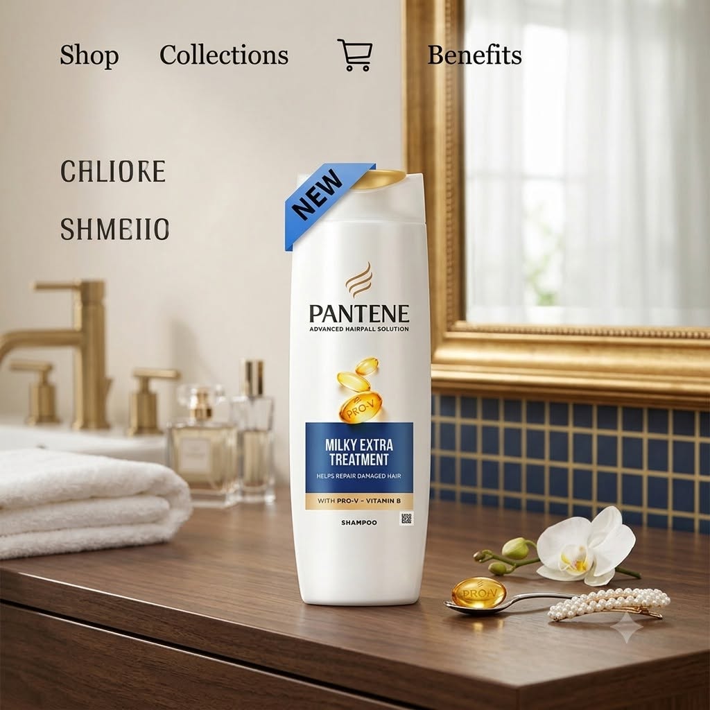 Pantene Advanced Hairfall Solution Milky Extra Treatment Shampoo - Damage Repair & Anti-Hairfall Formula with Pro-V & Vitamin B