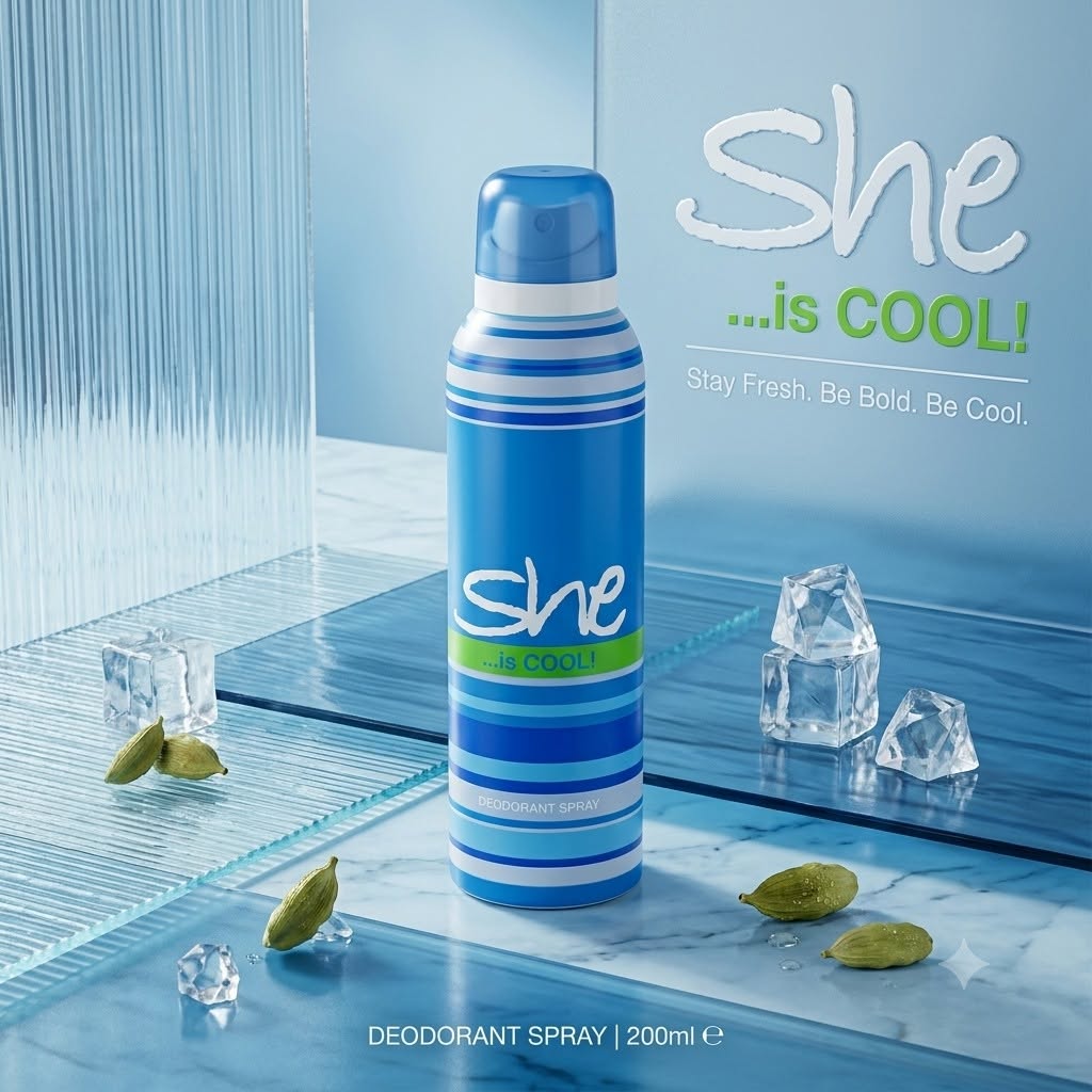 She ...is COOL! Deodorant Spray for Women - Refreshing & Long-Lasting Fragrance