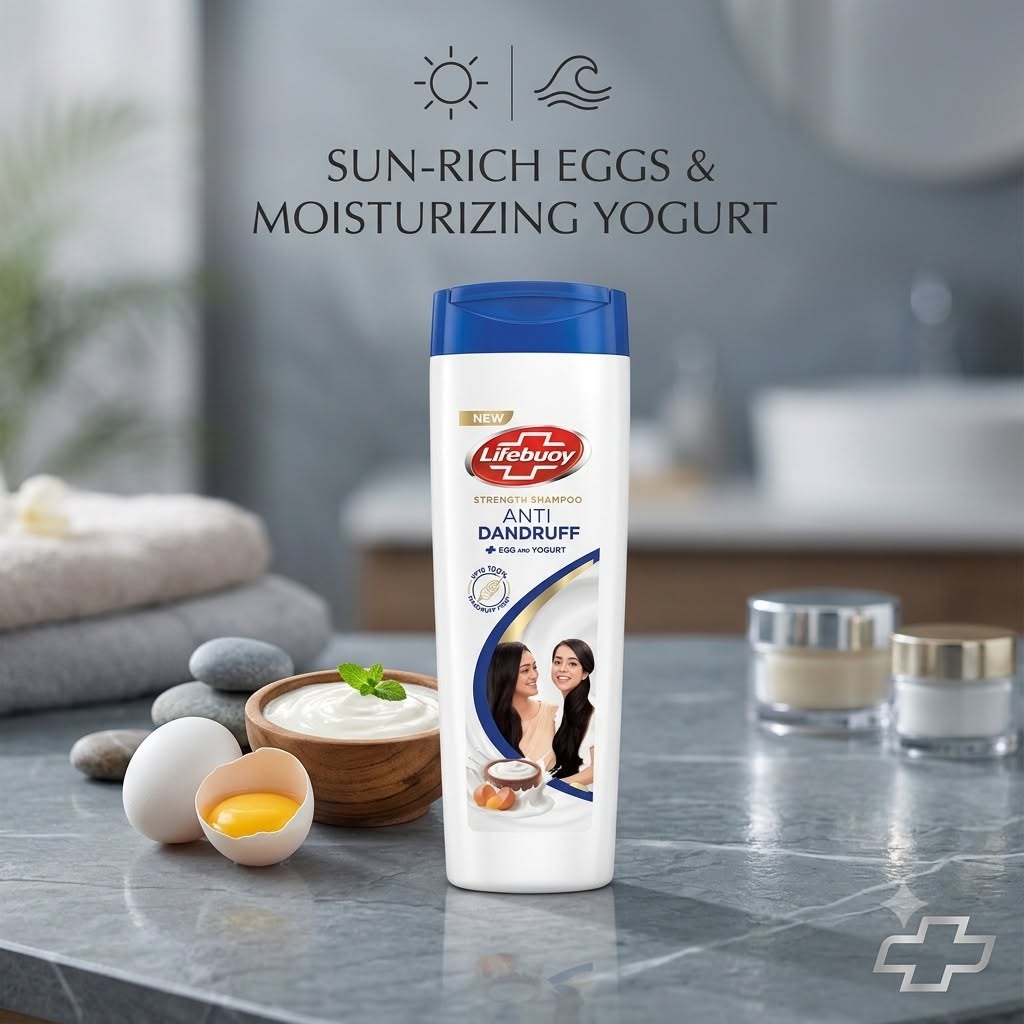 Lifebuoy Anti-Dandruff Strength Shampoo - With Egg & Yogurt Protein | Deep Nourishment & Up to 100% Dandruff Protection