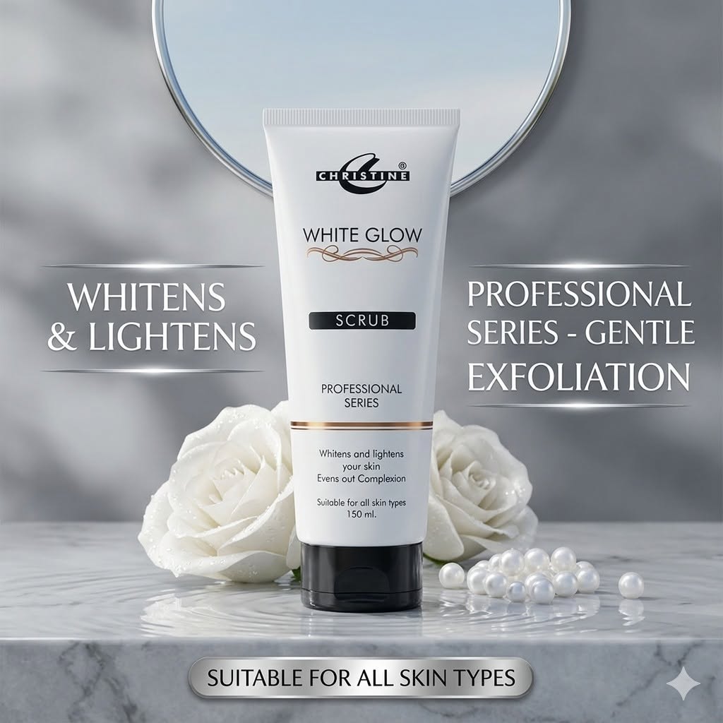 Christine Professional White Glow Scrub (150ml) – Deep Exfoliating & Brightening Formula For Even Skin Tone | Premium Face & Body Scrub For All Skin Types