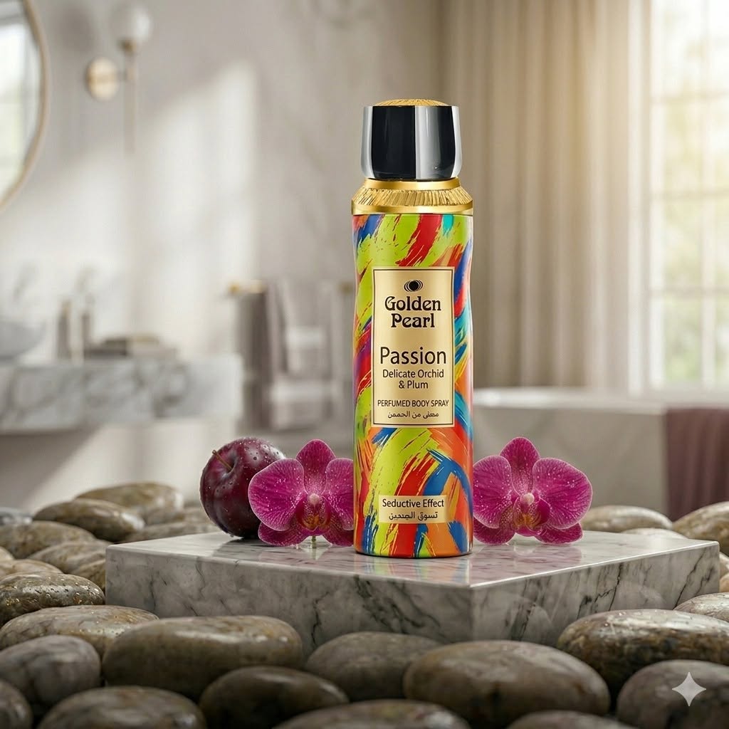 Golden Pearl Passion Perfumed Body Spray For Men & Women – Delicate Orchid & Plum Fragrance With Seductive Effect | Premium, Long-Lasting Refreshing Deodorant Spray