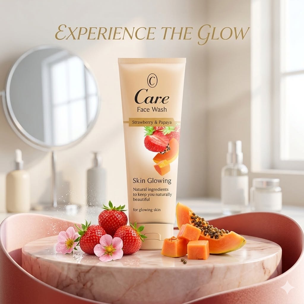 Care Skin Glowing Face Wash (Strawberry & Papaya) – Natural Brightening & Deep Cleansing Formula for Naturally Beautiful, Radiant Skin