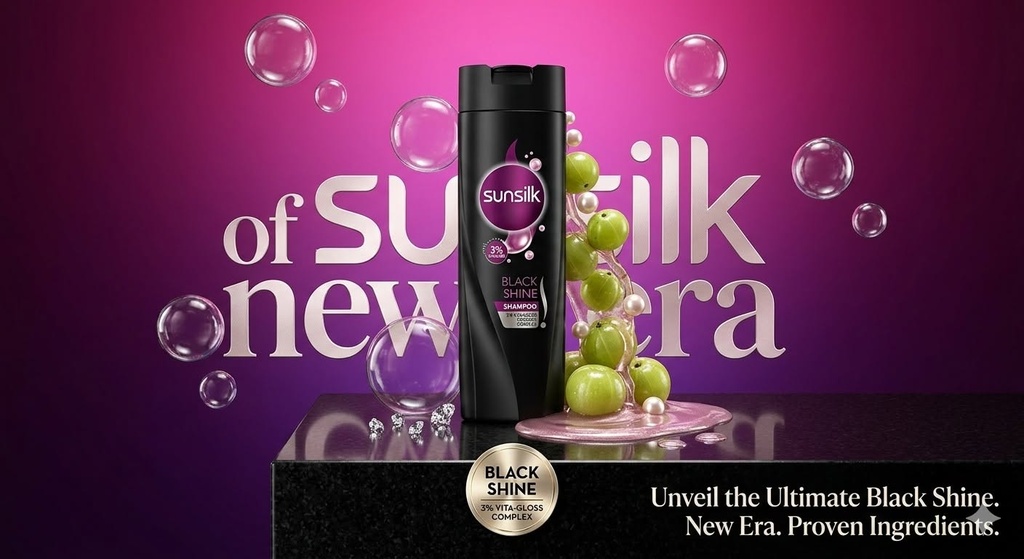 Sunsilk Black Shine Shampoo – 3% Vita-Gloss Complex for Radiant, Long-Lasting Shine