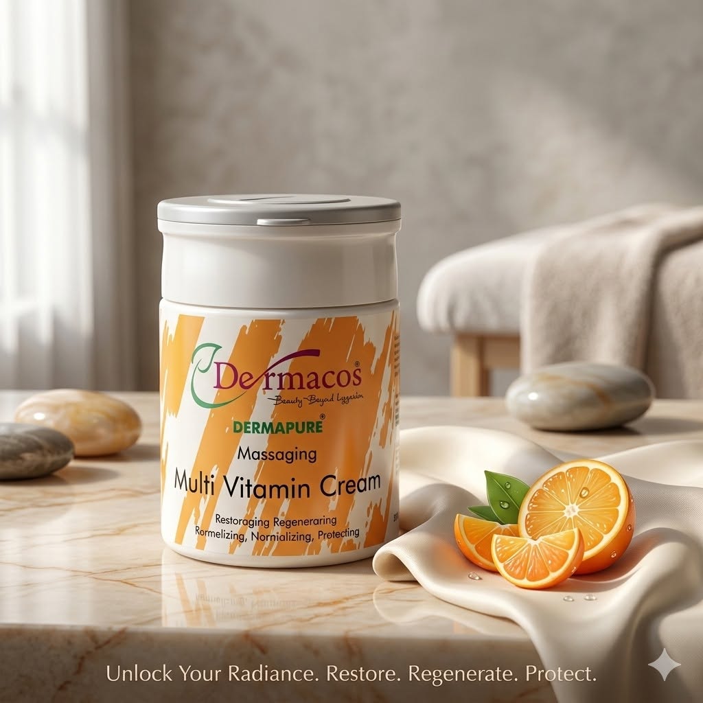 Dermacos Dermapure Massaging Multi Vitamin Cream – Professional Restorative & Regenerating Facial Treatment for Glowing Skin
