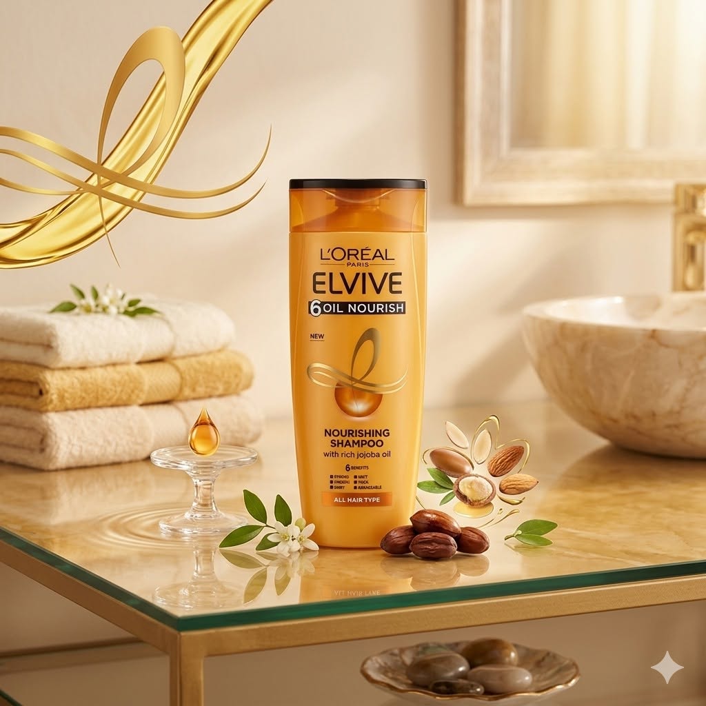 L'Oréal Paris Elvive 6 Oil Nourish Shampoo (175ml) – Extraordinary Nourishing Treatment with Rich Jojoba Oil for All Hair Types